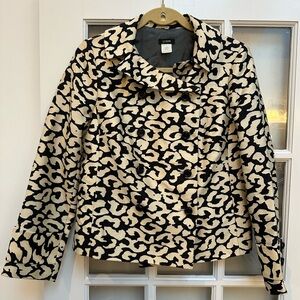 J. Crew Black & Ivory Double Breasted Silk & Wool Blazer Jacket Size 6 Small S